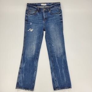 Loft Jeans Size 0 Or 25 Vintage Straight Distressed Medium Light Wash Denim